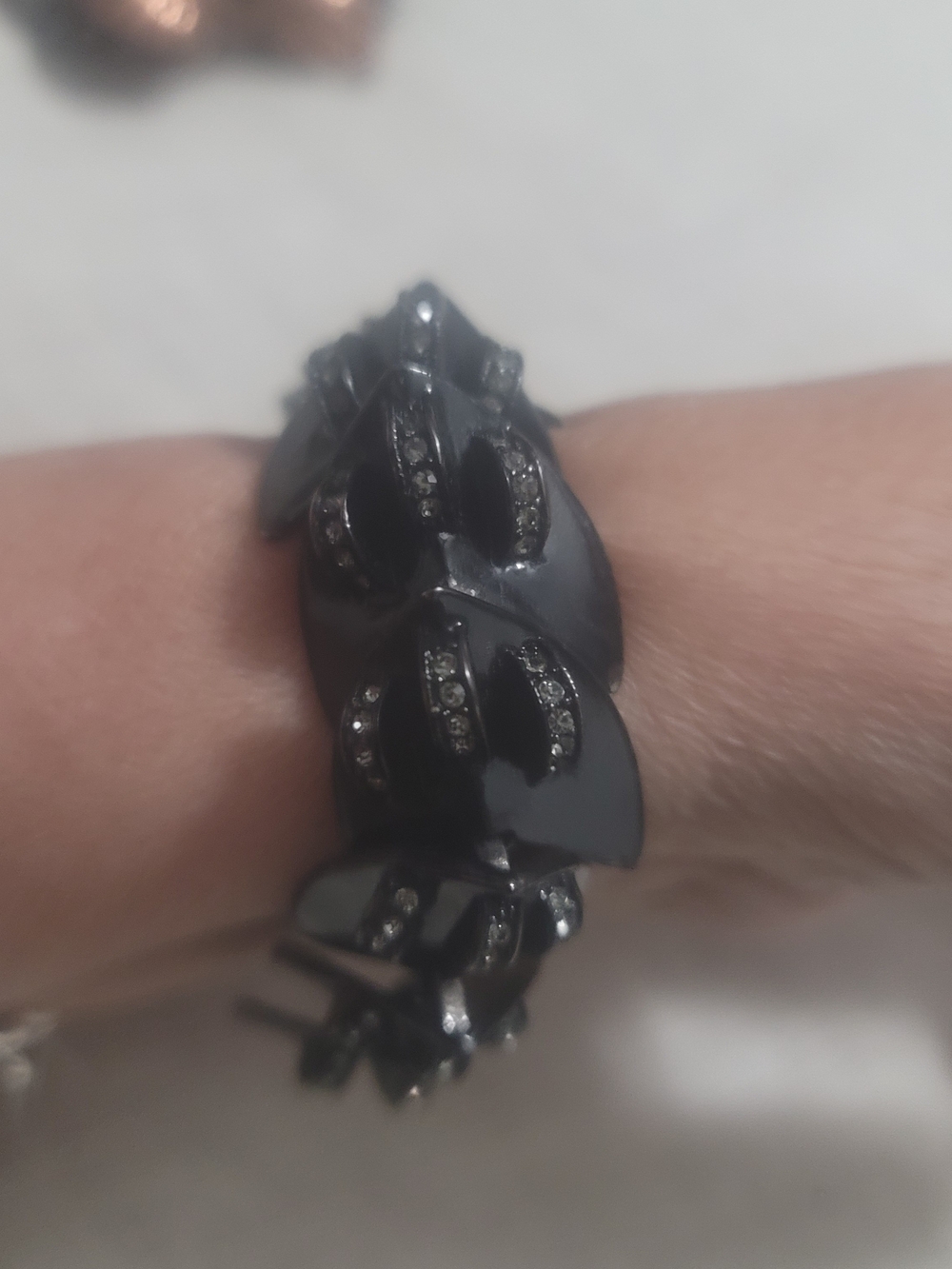 Black Crystal Link Bracelet - Women Accessories Evening Bracelet